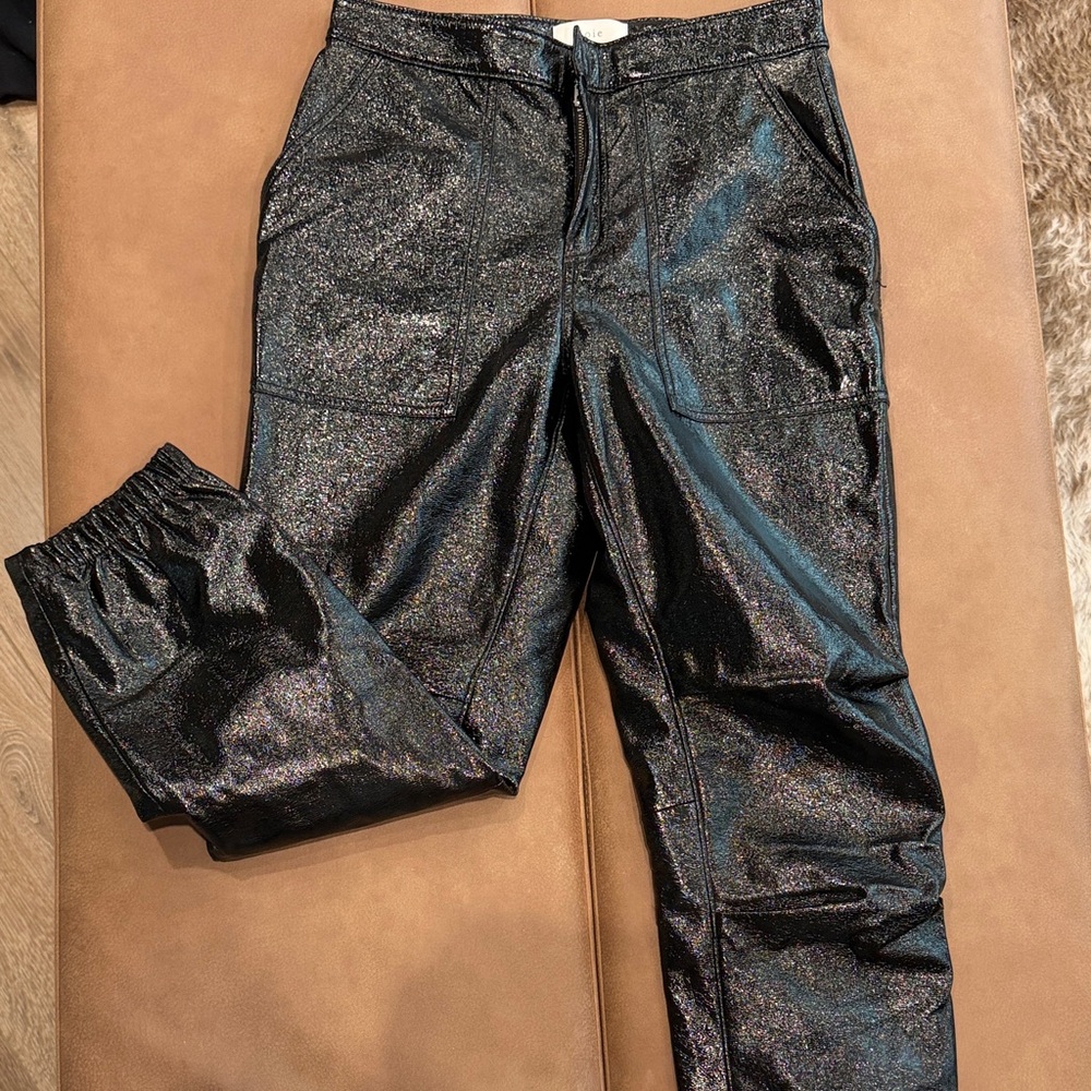 Joie Black Patent Track Pants